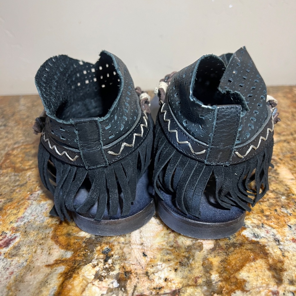 EUC Free People Journey Through Time Black Sandals Size 38/7 -7.5 Womens - Picture 5 of 8